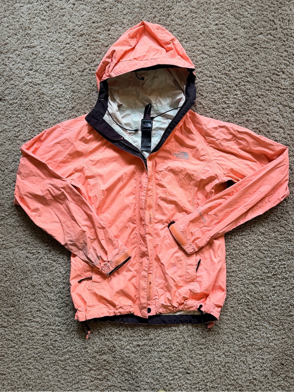 The North Face Women’s XS Coral Pink Hooded Rain Jacket Windbreaker